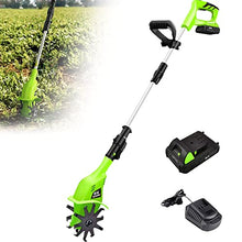 JKSVTF Adjustable Garden Electric Tiller, Mini Handheld Earthwise Tiller, Tillage Depth 25cm and Width 10cm, Low Noise Battery Earthwise Rototiller for Weeding, Loosen The Soil