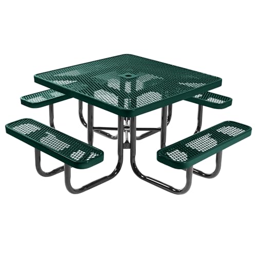 COATEDOUTDOORFURNITURE 46In Square Picnic Table, Textured Dark Green