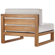 Modway EEI-4254-NAT-WHI-SET Upland Patio Teak Wood 3-Piece Sectional Sofa Set, Natural White