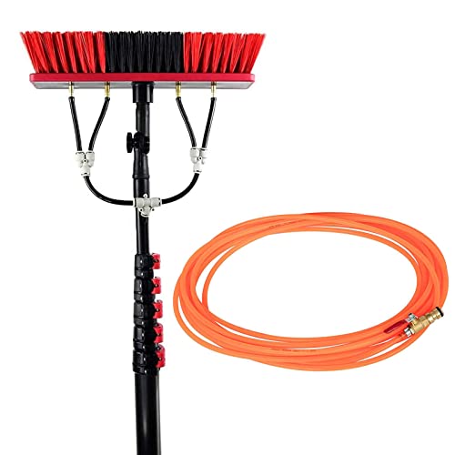 Window Cleaning Pole Cleaner Kit, 3.6M-12M Hose Pole Cleaning Brush Equipment Extendable Outdoor Cleaning Tools Photovoltaic and Solar Panels,30cmbrush-20FT/6M (55cmbrush 39FT/12M)