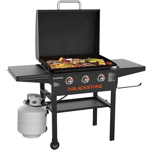 28 Inch Blackstone Griddle 2080 Original 3-Burner XL Griddle with Hood and Side Shelves Outdoor Flat Top Grill