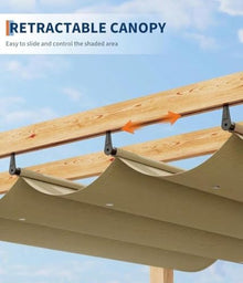 GAOMON 10x10Ft Wood Pergola with Retractable Canopy, Outdoor Patio Pergola with Sun Shade Cover, Durable & Rot Resistant, Cedar Wood Pergolas and Gazebos, for Patio, Deck, Garden