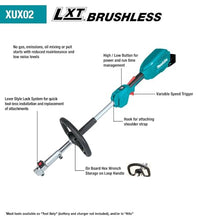 Makita XUX02SM1X6 18V LXT® Brushless Couple Shaft Power Head Kit w/String Trimmer, Pole Saw, Art. Hedge Trimmer & Blower Attachments (4.0Ah)
