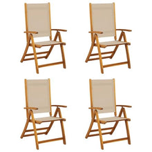 LASWWQMRF Set of 4 Folding Acacia Wood Garden Chairs Taupe