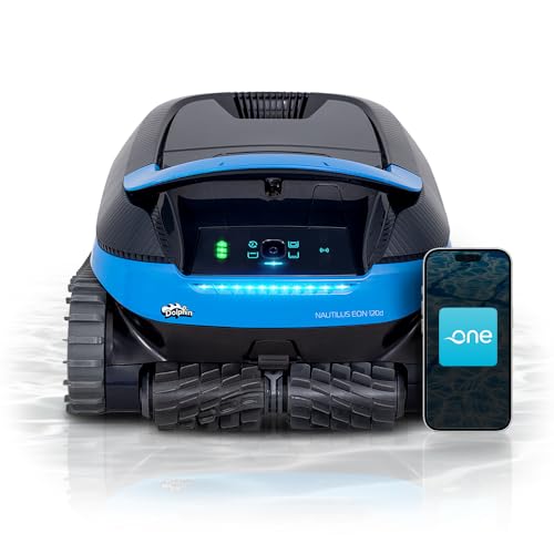 Dolphin Nautilus EON 120D Cordless Robotic Pool Cleaner Ideal for Pools up to 50 FT – Wi-Fi Connected, Waterline & Sun Ledge Cleaning, Smart Navigation