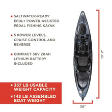 Old Town Sportsman BigWater ePDL+ 132 Power Assist Pedal Fishing Kayak Steel Camo