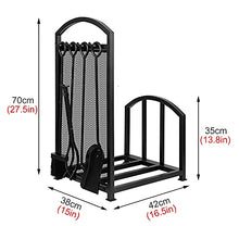 JDXQBLD Firewood Rack Log Rack Firewood Storage Holder with 4 Fireplace Tools, Heavy Duty Indoor/Outdoor Wood Rack Organizer Lumber Storage Stacking, Fireplace, Stove and Fire Pit Accessory