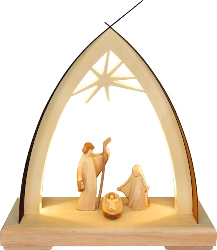 Ratags Candle Arch Nativity of Christ, Tyrolean Figures with LED Lighting Length 27 cm / 11 inch by Ratags Arts and Crafts