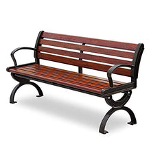 LASEVE Garden Benches, Outdoor Cast Aluminum Park Bench, Aluminum Alloy Imitation Wood Grain Leisure Bench with Backrest and Armrests, Out Suitable for Outdoor and Indoor