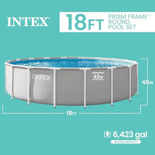 INTEX Prism Frame 18ft x 48in Round Above Ground Swimming Pool Set w/Pump