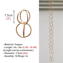 YUSIWOAL Decorative Rain Chains for Gutters - Rustic Copper Water Diverter for Outdoor Porch and Villa Drainage(2.6M (8.5Ft))