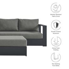 Modway Tahoe Aluminum 5-Piece Outdoor Patio Furniture Gray Charcoal, Modular Sectional Sofa Set with Weather-Resistant Cushion and Ottoman, Ideal for Deck, Backyard Poolside