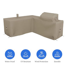 Covers & all Outdoor Kitchen Island Cover, Customize Left Right & Straight Shapes,12 Oz Waterproof UV & Weather Resistant Patio BBQ Grill Island protector with Handles Air Vents (Beige)