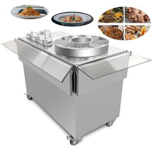 INSUPERMAI LPG Cooking Cart with Storage Cabinet, 9 Separate Areas of 27L Large Saucepan, 4 Bowls, 1 Large Basin, Stainless Steel Outdoor Kitchen Island with Foldable Countertops