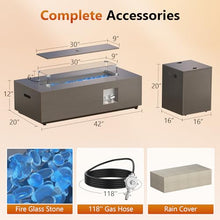 2-Piece 42" Rectangular Propane Fire Pit Table for Outside Patio 50,000 BTU