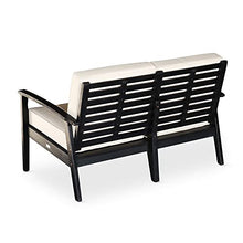 Kaimei Eucalyptus Loveseat with Cushions, Navy Cushions, Finish - Deep Seat Outdoor Sofa for Patio, Backyard, Porch