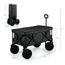 PICNIC TIME Disney Mickey Mouse Adventure Wagon Elite All-Terrain Beach Wagon withTable Top Lid & Soft Cooler Liner, Utility Wagon, Garden Wagon, (Dark Gray)
