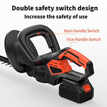 21v Hedge Trimmer Cordless Machine Lithium Battery Hedge Trimmer Dual-Action Blade Electric Gardening Tool for Bush Lawn and Garden