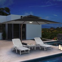Ombrellon 10 X 13 FT Cantilever Patio Umbrella Outdoor with Lights & Base
