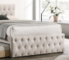 Kaimei Contemporary Twin Bed with Slatted Trundle, Tufted Headboard and Footboard Light Brown