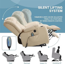 UOPYNE Power Lift Recliner Chair with Massage and Heat, Comfort Living Room Electric Reclining Sofa with Remote Control, PU Leather Lift Assist Armchair for Elderly, USB Ports