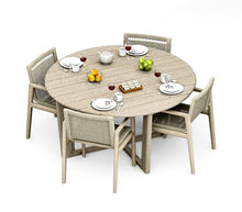 TeakFurnitureOutlet A-Grade Teak 5pc Dining 60 SEMA Round Table SEMA Arm Chair Set