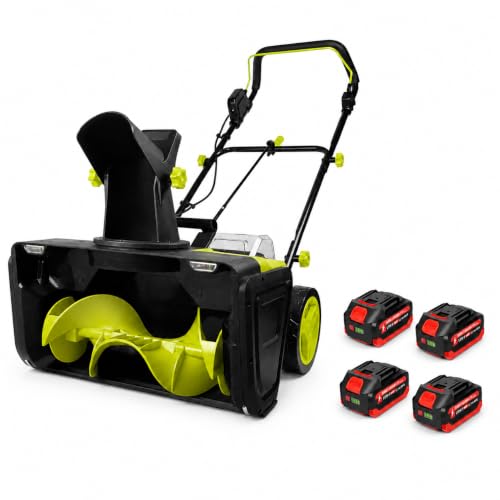 pedenencelia Cordless Snow Blower, with Dual Batteries and LED 4batteries