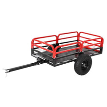 Heavy Duty Utility Trailer, 1500 LB Capacity, 15 Cu.Ft ATV Trailer Pull Behind with Removable Sides & All Terrain Tires, Lawn Tractor Dump Cart for Garden Yard, Red