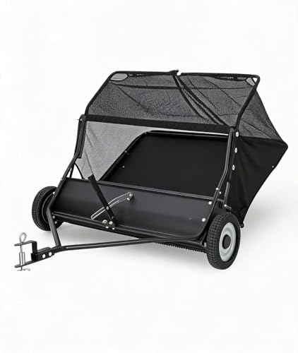 Aptliton 52" Lawn Sweeper Tow Behind, 28 Cu.ft Hopper Leaf & Grass Catcher