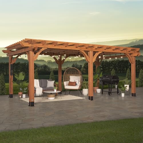 Backyard Discovery Beaumont 20' x 12' Cedar Wood Pergola Kit Light Brown