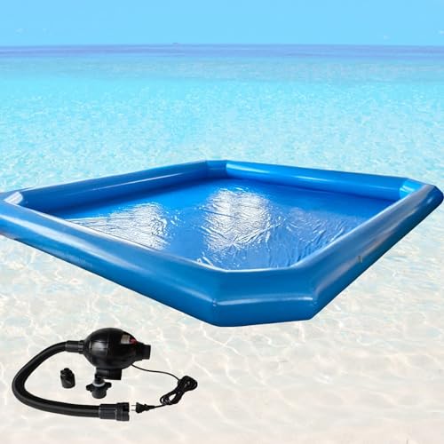 TECHTONGDA Inflatable Pool with 110V Blower, Large 26.2ft for Backyard Blue
