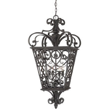 Quoizel Fort Quinn Outdoor Pendant Lighting 19 Inch 4-Light Marcado Black Chandelier