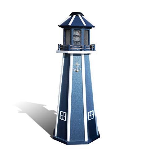 Peaceful Classics Modern Decorative Lighthouse Solar Lamp Navy White