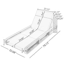 Merax 2 Piece White Finish Acacia Wood Chaise Lounge - 2 Pcs Frame + 2 Pcs 4" 4-Fold Dark Grey Water-Resistant Cushion, 400lbs Capacity, Adjustable Outdoor Recliner for Patio Poolside Backyard