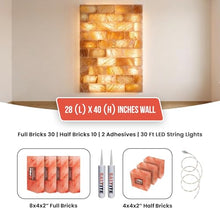 PSW Himalayan Salt Wall Kit, 28x40 Inch, with Full & Half Bricks, Salt Adhesive, LED Strip, Visual Installation Guide