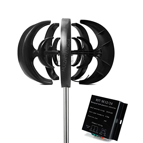 HUIZHITENGDA 48v, 16000W Portable Vertical Wind Power Turbine Generator Kit,Wind Speed of 2.5M/S to Start with Charge Controller12v-220V(Black)