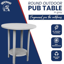 Phat Tommy Round Bar Height Patio Table - Outdoor Bar Table - Balcony Height Patio Furniture for Your Deck - Poly Outdoor Furniture, Grey