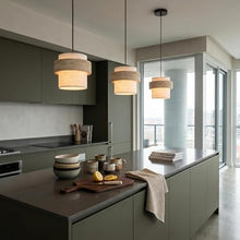 zhongheng Small Pendant Light 7in Japandi Natural Travertine Stone Lampshade, Nordic Lighting Fixture for Kitchen Island Dining Room Bedroom Cafe (Bulb Included)