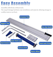 6.2-21 ft Adjustable Roof Snow Rakes Poles, Aluminum Rooftop Powder Snow Shovels for Seniors, Portable Snows Removal Tool for Solar Panels Porch(With Oxford cloth)