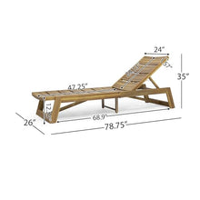 Christopher Knight Home Maki Outdoor Acacia Wood Chaise Lounge Set of 2 Teak Yellow Cream