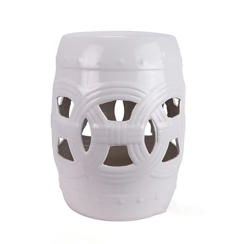 Ceramic Garden Stool Decorative Garden Stools Ceramics Hollowed Out Dressing Stool New Chinese Round Drum Stool Bathroom Patio Living Room Cool Pier Coffee Table Ornaments Garden Stool Ceramic(A)