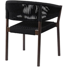 Pemberly Row in-Outdoor Dining Chair Set of 2, 18 in Seat Height, Dark Eucalyptus Wood Frame, Black Rope Finish, Stackable Breathable Design, Weather-Resistant Patio or Indoor Seating