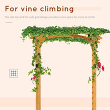 Wooden Garden Arbor Arch with Trellis Wall and Ground Stakes for Growing Flowers, Plants, Outdoor Archway with Pergola Style and Solid Wood Frame for Backyard, Garden