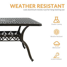 W WARMHOL Outdoor Cast Aluminum Patio Table, 60” Rectangular Bistro Table with 2’’ Umbrella Hole for Patio Furniture Garden Deck Backyard