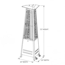 The Capri Patio Heater by Lava Heat Italia, Liquid Propane Compact Flame Tower in Stainless Steel, Italian-Designed Triangle Chassis Outdoor Heater for Balconies, Small Patios, and Residential Use