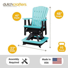 DutchCrafters Slat Fan Back Poly Balcony Adirondack Swivel Glider with Footrest Outdoor Patio Chair (Tudor Brown & Cedar)
