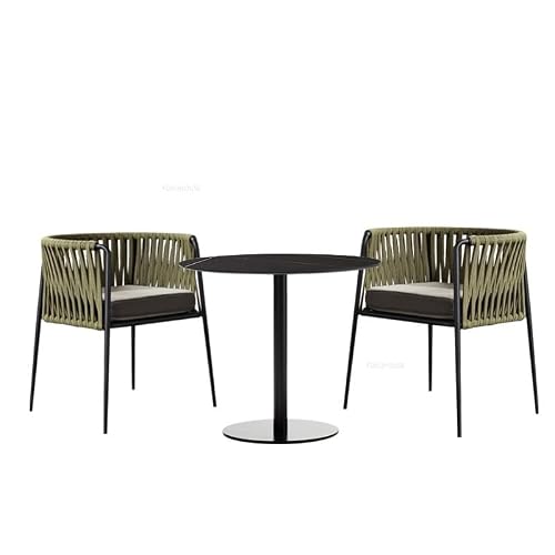 GLigeT Balcony Table and Chair Set Table and Chairs Three-piece Set Rattan Garden Furniture Sets Outdoor Balcony Aluminum Alloy Leisure Open-air Chair Bistro Table Set (Color : 2 Chairs 1 Table-A)