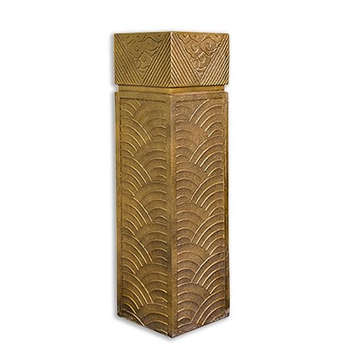 ARCVOX Asian Decor Pedestal Floor Ornaments, Faux Stone Finish Porch Columns & Pillars, Indoor/Outdoor Statues for Home Decor, Decorative Flower Pot Columns (Color : Gold Size M)