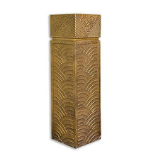 ARCVOX Asian Decor Pedestal Floor Ornaments, Faux Stone Finish Porch Columns & Pillars, Indoor/Outdoor Statues for Home Decor, Decorative Flower Pot Columns (Color : Gold Size M)