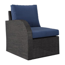 CorLiving Brisbane Wicker/Rattan 6-Piece Conversation Set with Blue Cushions